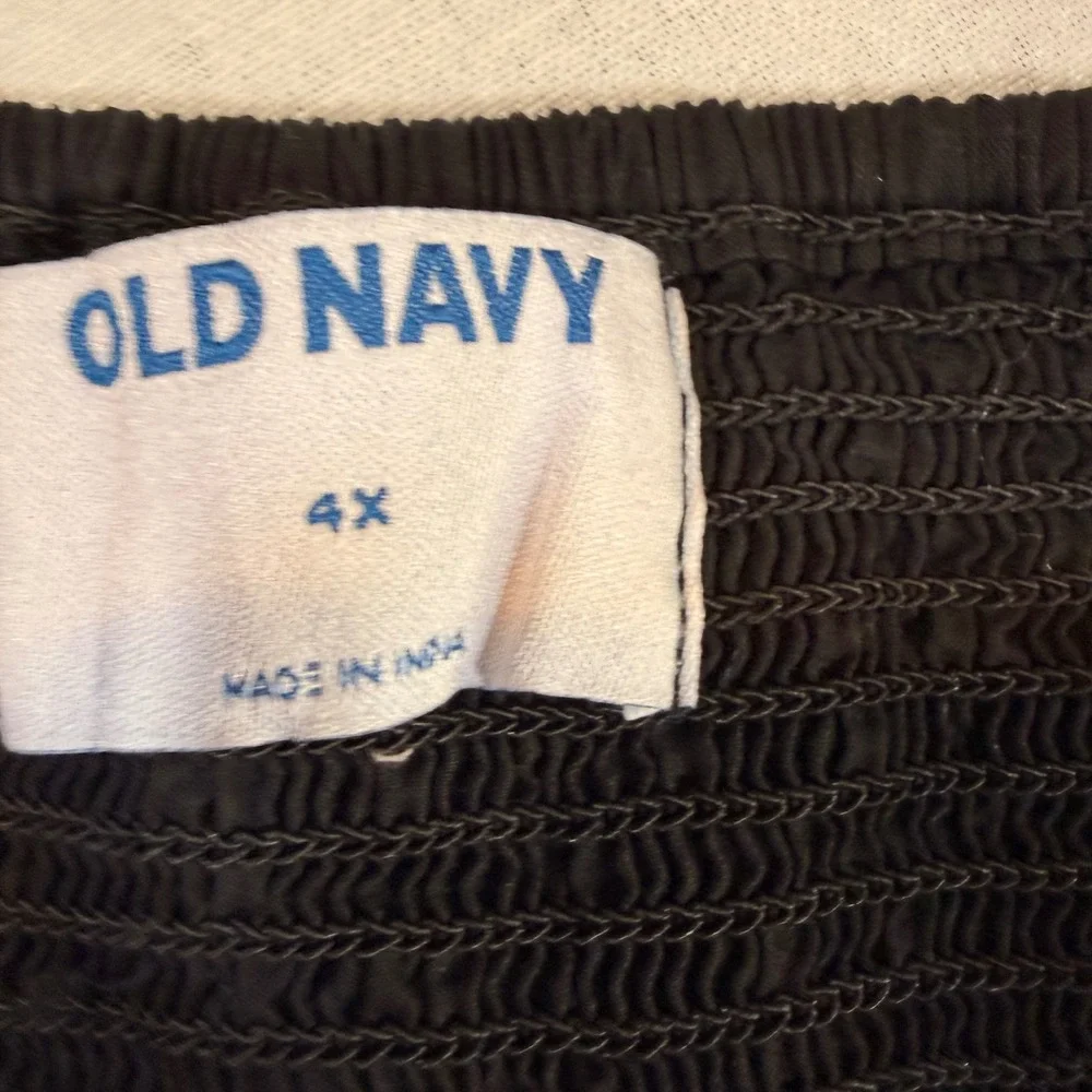 Old Navy 4x Womens Black‎ Puff Sleeve Smocked Babydoll Dark Cottagecore Coquette
